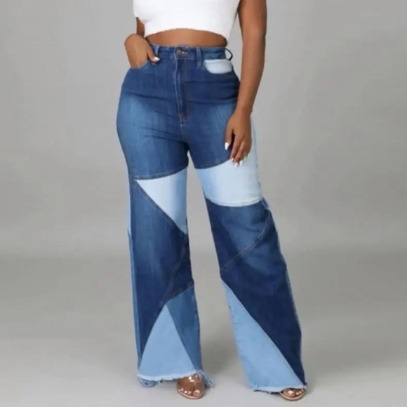 WovenWhimsy High Waisted Denim Bottom Pants with Button Closure Jeans Fashion - Picture 2 of 5